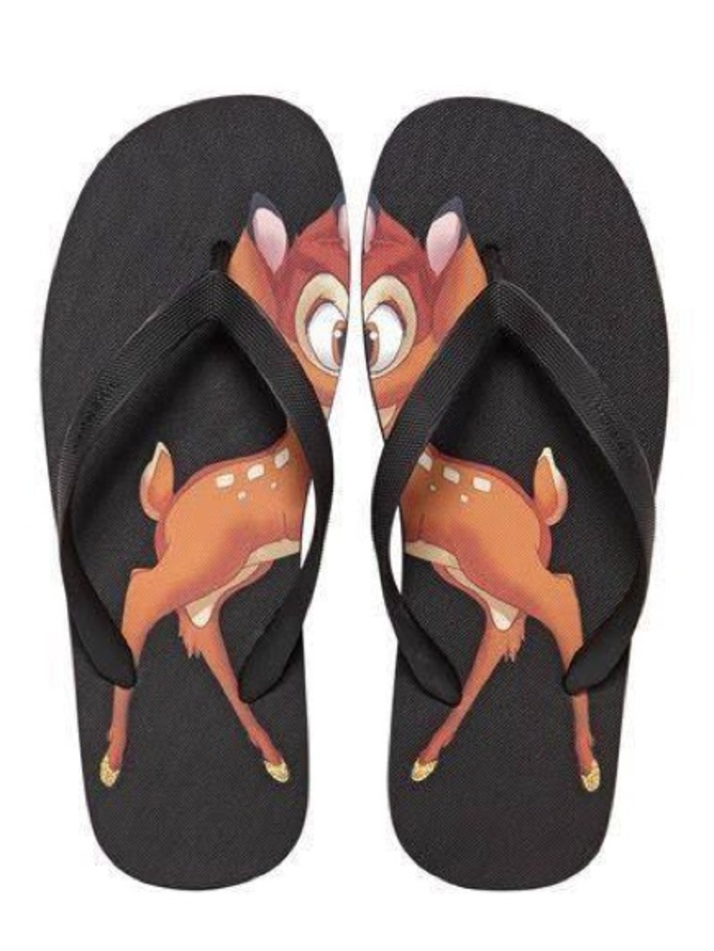 GIVENCHY x DISNEY Bambi Black Rubber Flip Flop Sandals Slides Riccardo Tisci